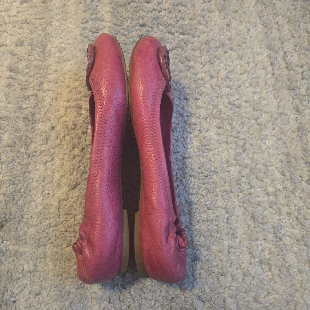 Tory Burch Women's Reva Genuine Leather Slip on Ballet Flats Shoes Solid Pink 8 - Picture 7 of 8